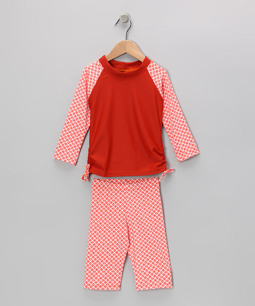 Orange Triangle Long Sleeve Rashguard Set