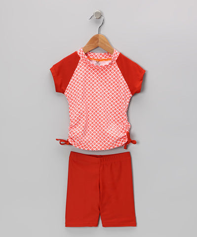 Orange Triangle Short Sleeve Rashguard Set