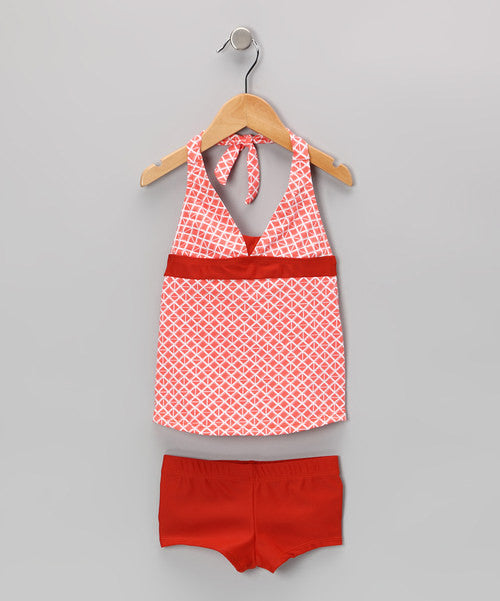 Orange Triangle Tankini Set
