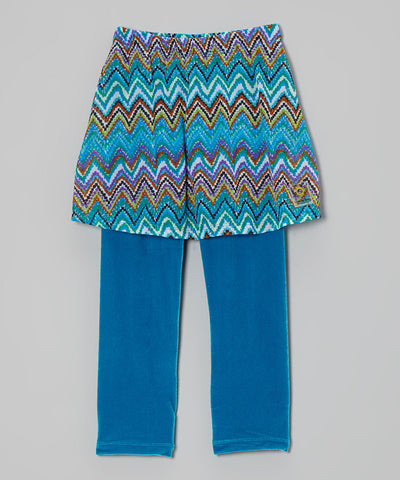 Blue Velour Skirt Over Pants